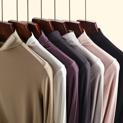 60s兰精莫代尔高领打底薄款长袖