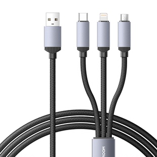 一拖三快充数据线USB转Type lightning车载2合1充电线适用苹果安卓手机1m