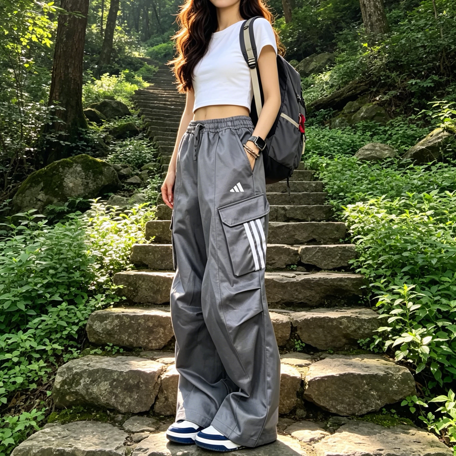 正品Adidas阿迪达斯阔腿女裤爆款