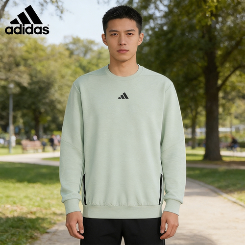 阿迪达斯正品长袖男士2025款adidas运动时尚圆领卫衣套头衫JI8166
