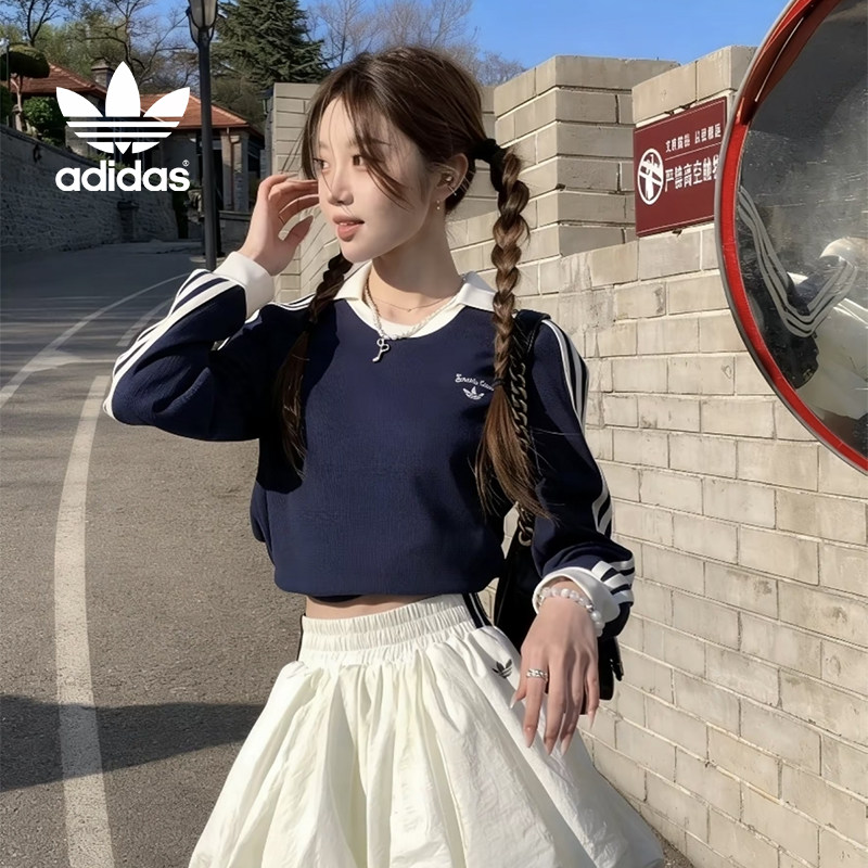Adidas阿迪达斯三叶草秋季长袖T恤女款2026新款韩系休闲百搭上衣