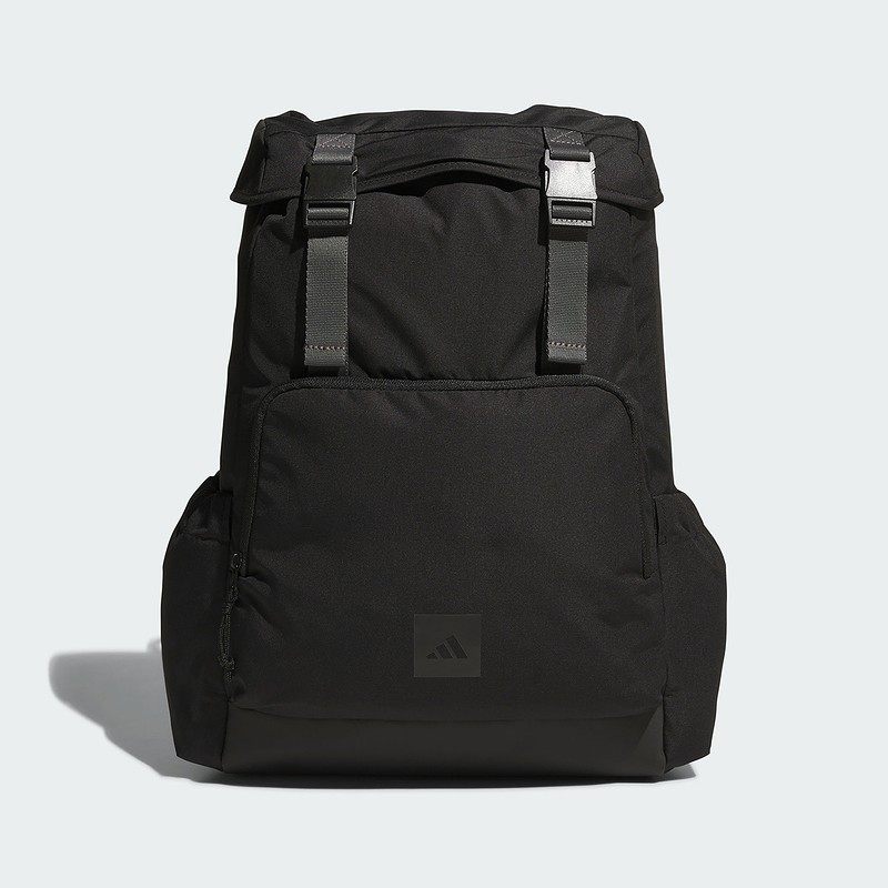 adidas阿迪达斯大容量翻盖包男女款黑色简约通勤包双肩背包KC1395