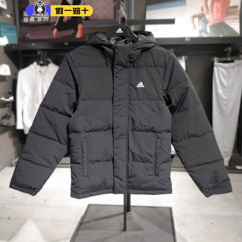 男子连帽羽绒服阿迪达斯保暖