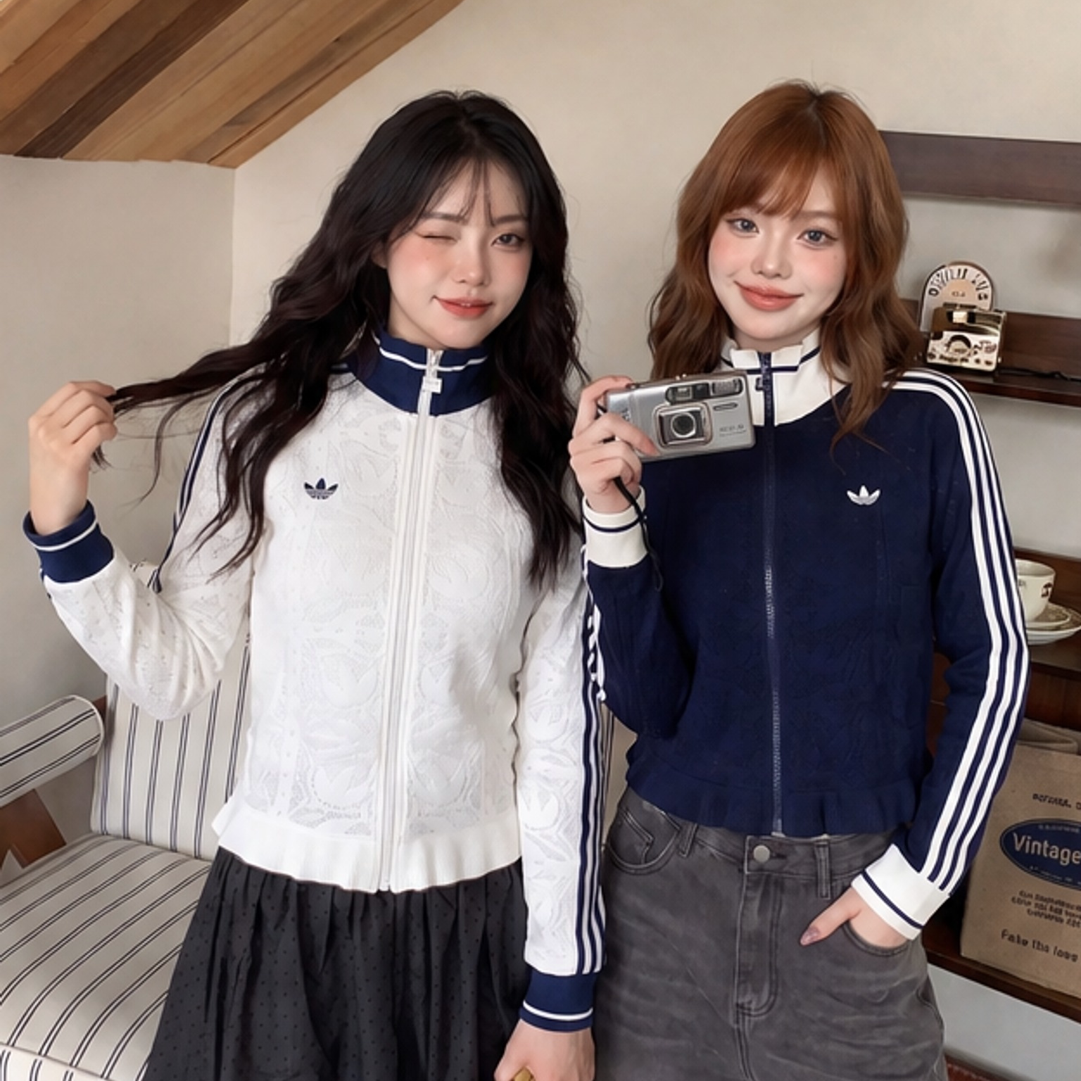 阿迪三叶草镂空女运动夹克