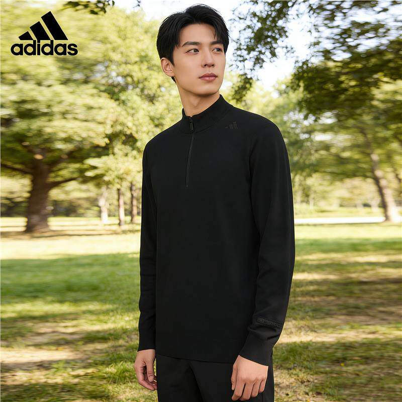 阿迪达斯正品卫衣男士2025款adidas立领休闲针织保暖套头衫JL9349