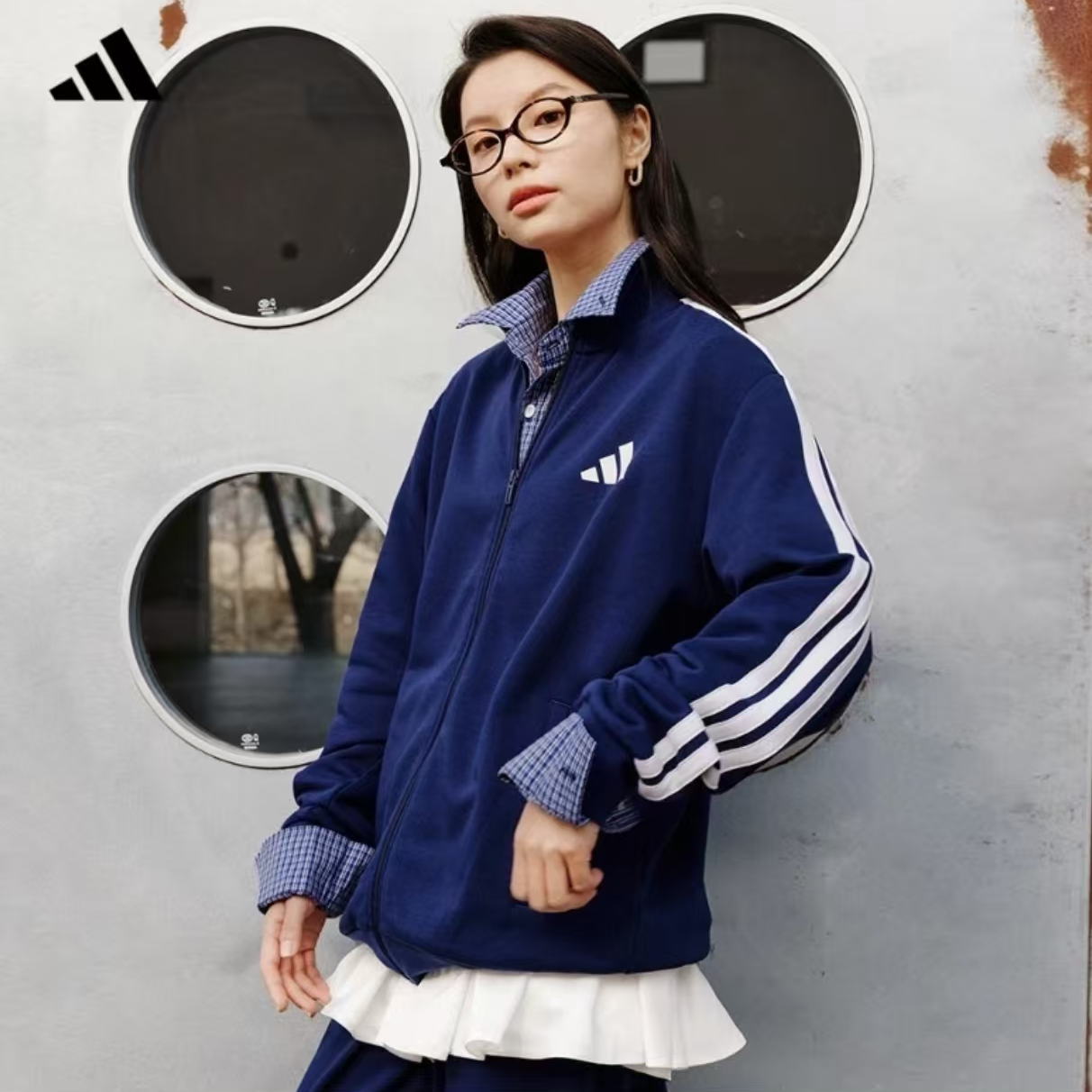 Adidas阿迪达斯正品健身服装女套装男休闲时尚百搭舒适长袖JZ0109