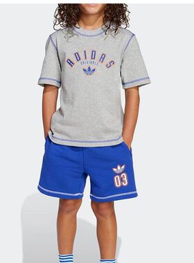 Adidas/阿迪达斯正品夏季三叶草小童经典透气短袖短裤套装JX5258