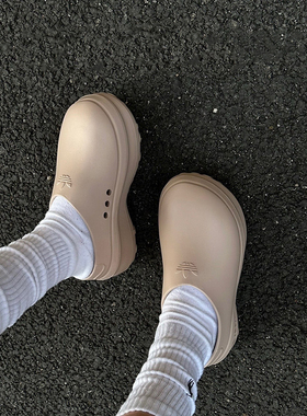 Adidas阿迪达斯三叶草正品厚底厨师鞋女鞋ins时尚运动拖鞋IE7052