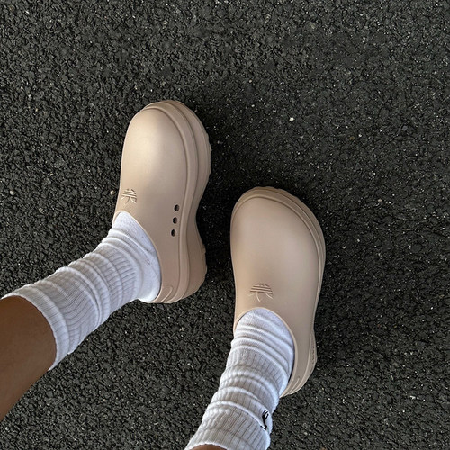 Adidas阿迪达斯三叶草正品厚底厨师鞋女鞋ins时尚运动拖鞋IE7052