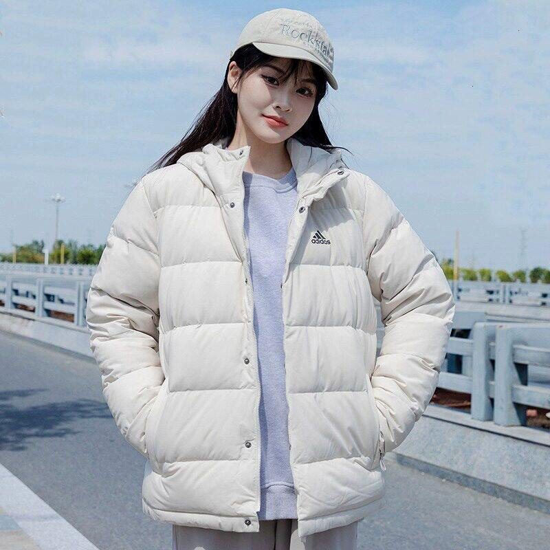 600蓬adidas阿迪达斯轻运动休闲户外保暖连帽鸭绒羽绒服男女冬季