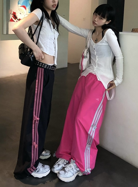 adidas阿迪达斯女子三条纹舞动系列凉感宽松运动休闲香蕉裤KR7597