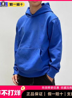 正品Adidas阿迪达斯三叶草男士套头衫加绒克莱因蓝连帽卫衣IC4997