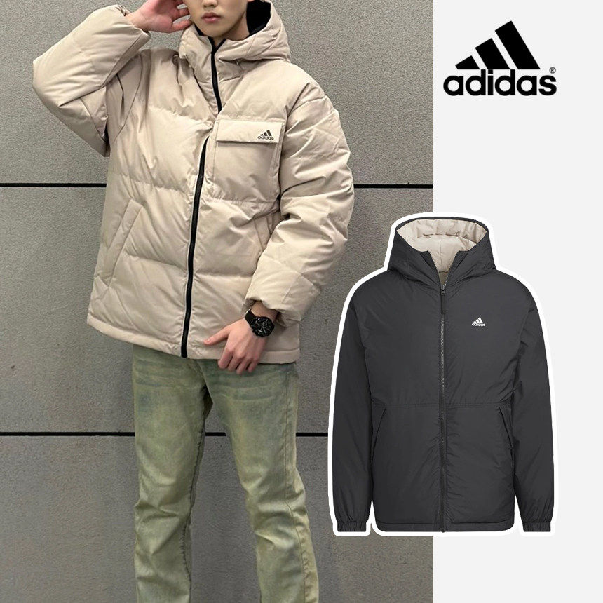 Adidas阿迪达斯正品双面穿羽绒服男子厚实冬新款连帽保暖鸭绒外套