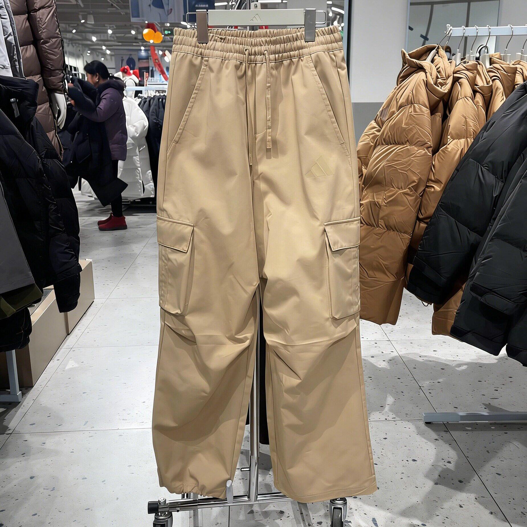 Adidas阿迪达斯男裤2026新款宽松运动工装多口袋伞兵裤长裤KW0680