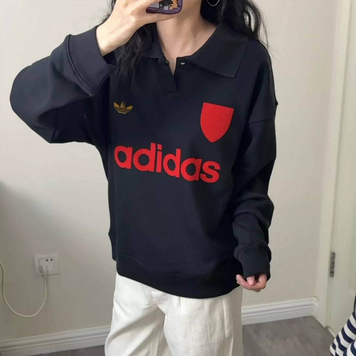Adidas阿迪达斯三叶草正品女子时尚复古字母运动套头卫衣JY3527
