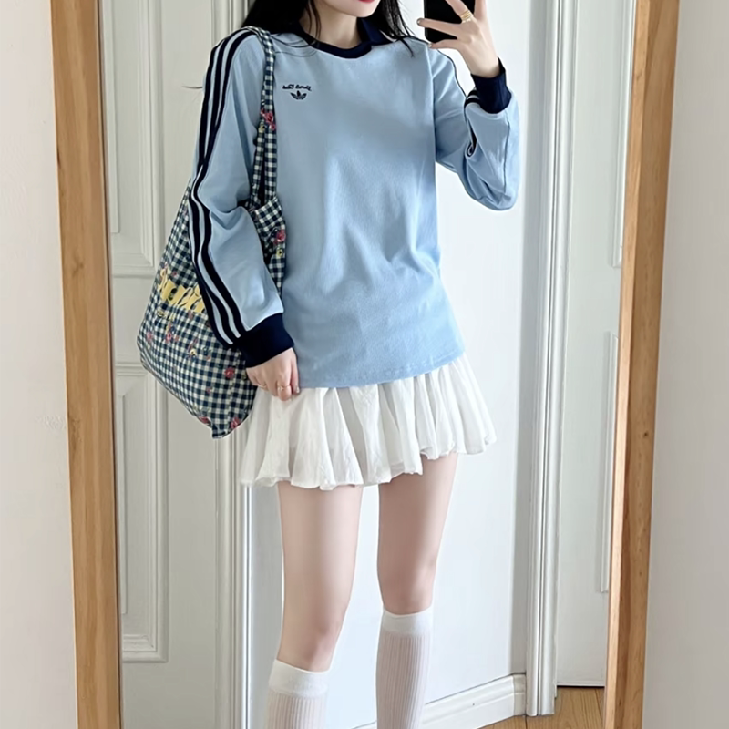 Adidas阿迪达斯三叶草女款长袖T恤2026秋季新款韩系休闲百搭上衣