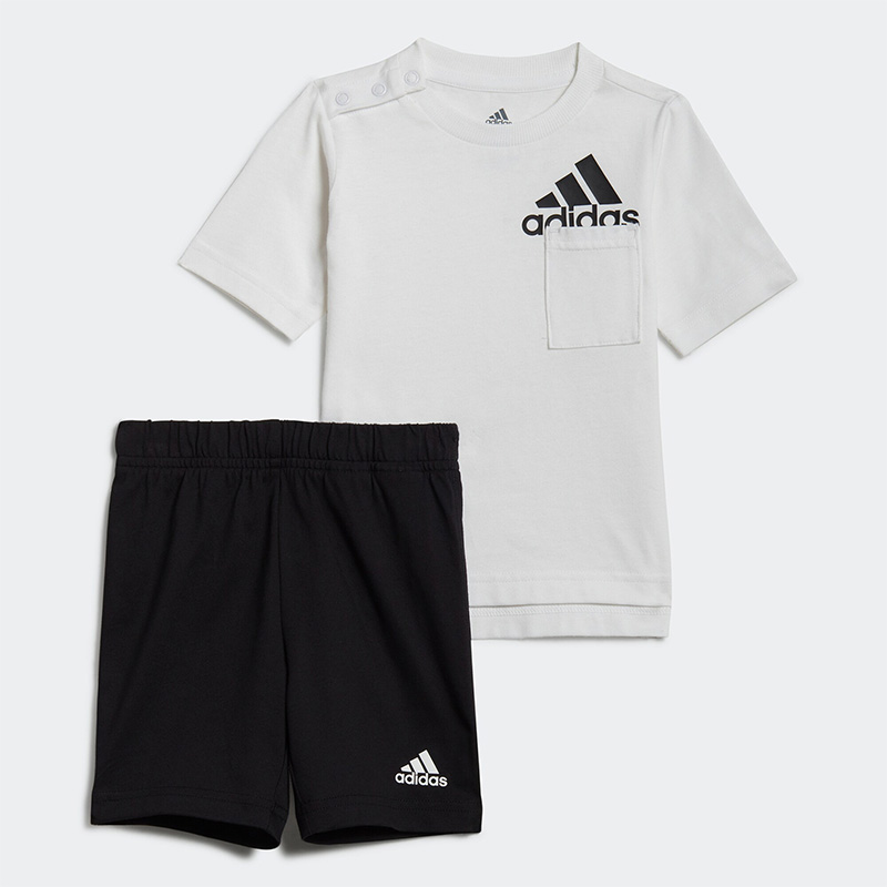Adidas阿迪达斯短袖套装婴童2023夏新款透气运动休闲两件套HF1963