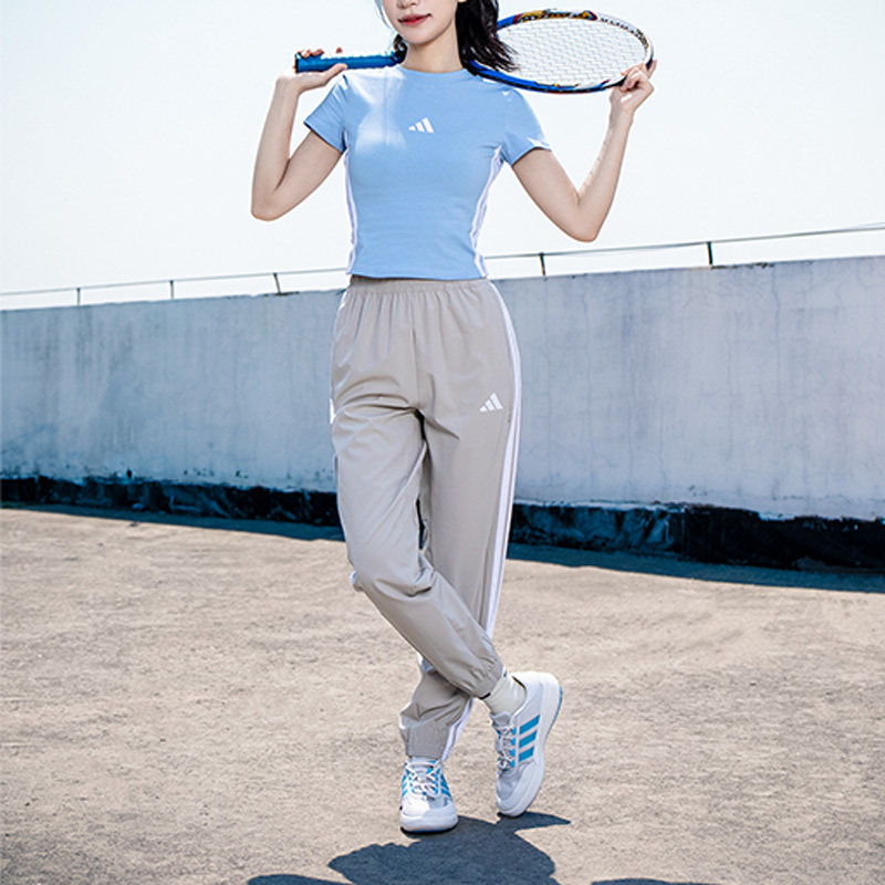 Adidas阿迪达斯正品女生新款宽松舒适梭织休闲束脚运动长裤JD6522