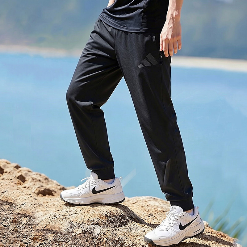 Adidas阿迪达斯正品运动裤男裤秋季新款休闲裤黑色收口小脚裤长裤