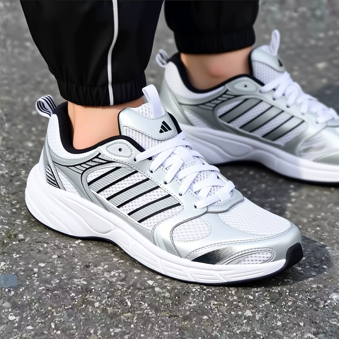 adidas阿迪达斯正品男女休闲运动透气休闲复古白色老爹鞋夏KJ8105