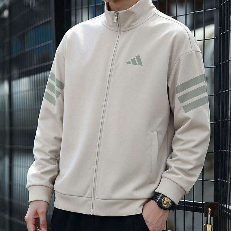 Adidas阿迪达斯外套男针织夹克秋新款立领美式宽松篮球复古棒球服