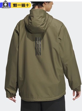阿迪达斯外套男春秋梭织透气防风运动服连帽宽松休闲夹克衫JF0964
