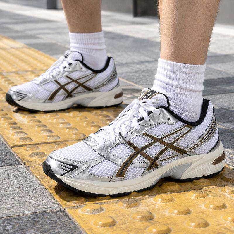 亚瑟士男鞋2026秋季休闲鞋虎爪纹LOGO网面透气中底支撑轻便运动鞋