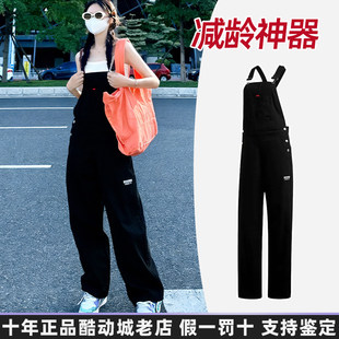 Adidas阿迪达斯连体背带裤女士三叶草春新款韩版休闲运动长裤
