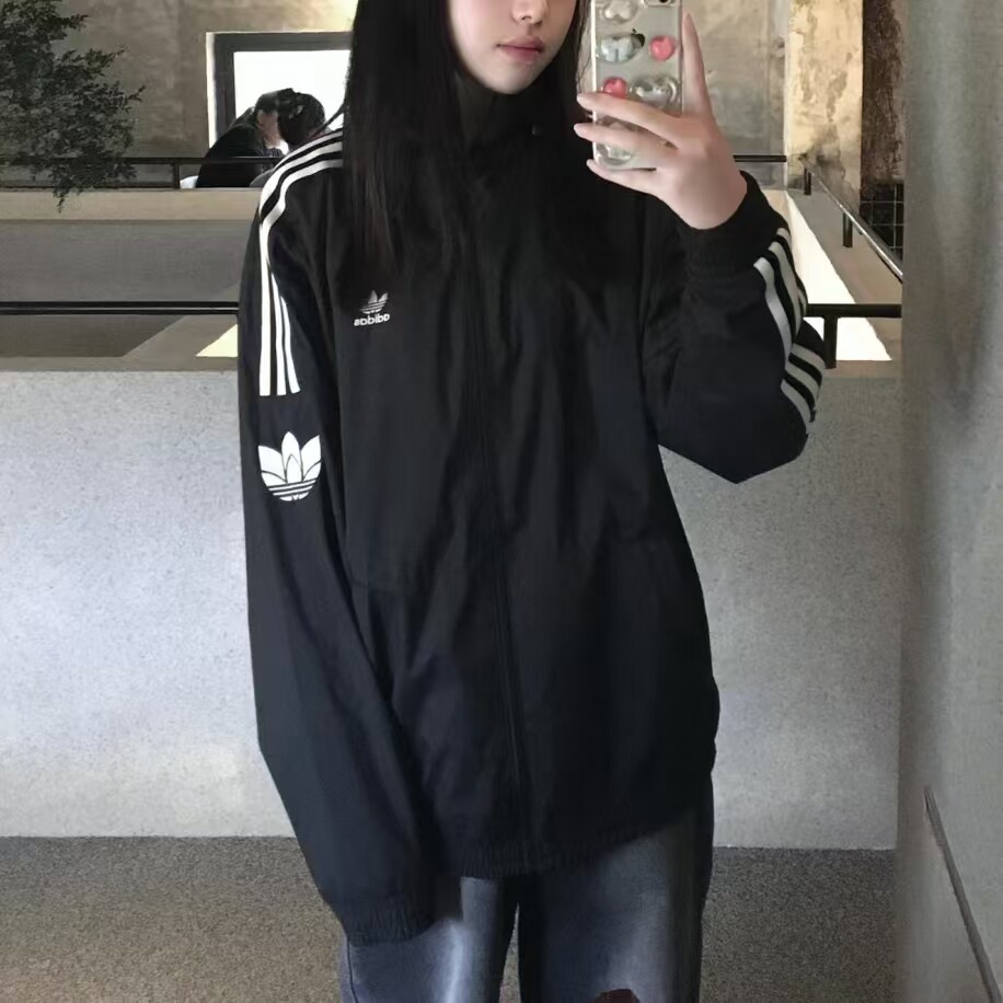 Adidas阿迪达斯正品三叶草情侣户外旅游出行百搭休闲外套立领夹克