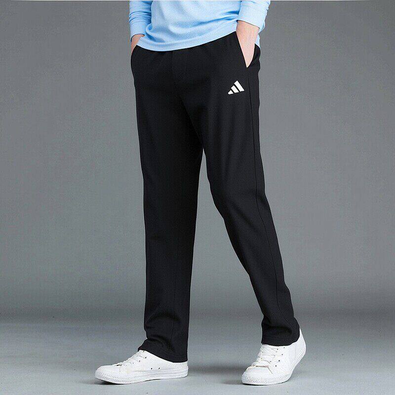 Adidas阿迪达斯裤子男新款透气直筒裤休闲小脚针织棉质篮球运动裤