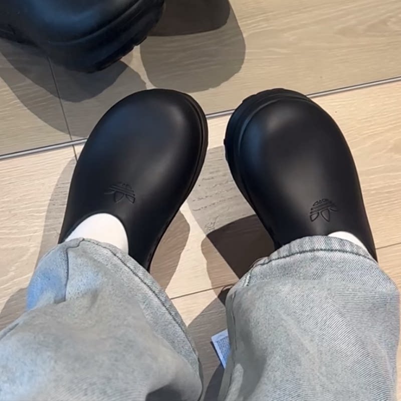 Adidas阿迪达斯三叶草正品2026新款厚底厨师鞋女时尚穆勒运动拖鞋