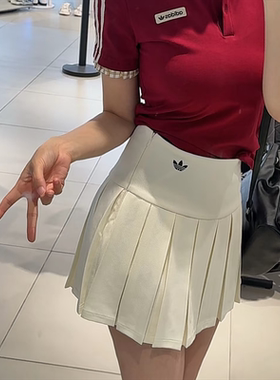 Adidas阿迪达斯三叶草运动短裙女学院风休闲百搭高腰百褶裙KG8258