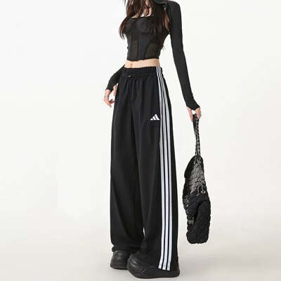 Adidas/阿迪达斯正品长裤女士新款经典梭织宽松透气休闲裤JE1306