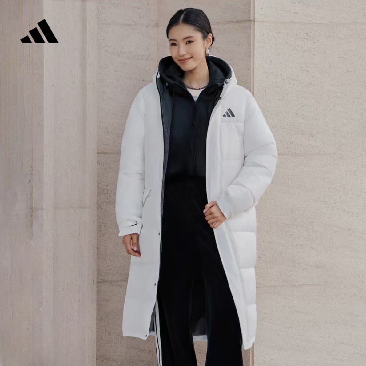 Adidas/阿迪达斯男女冬季保暖长款运动休闲500蓬鸭绒羽绒服KF4396