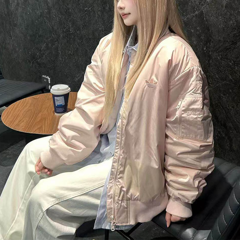 Adidas阿迪达斯三叶草秋冬男女复古宽松夹棉飞行员夹克外套JL8382