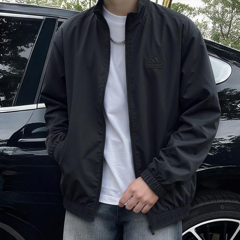 阿迪达斯棒球服男梭织外套秋季新款美式复古黑色透气防风立领夹克