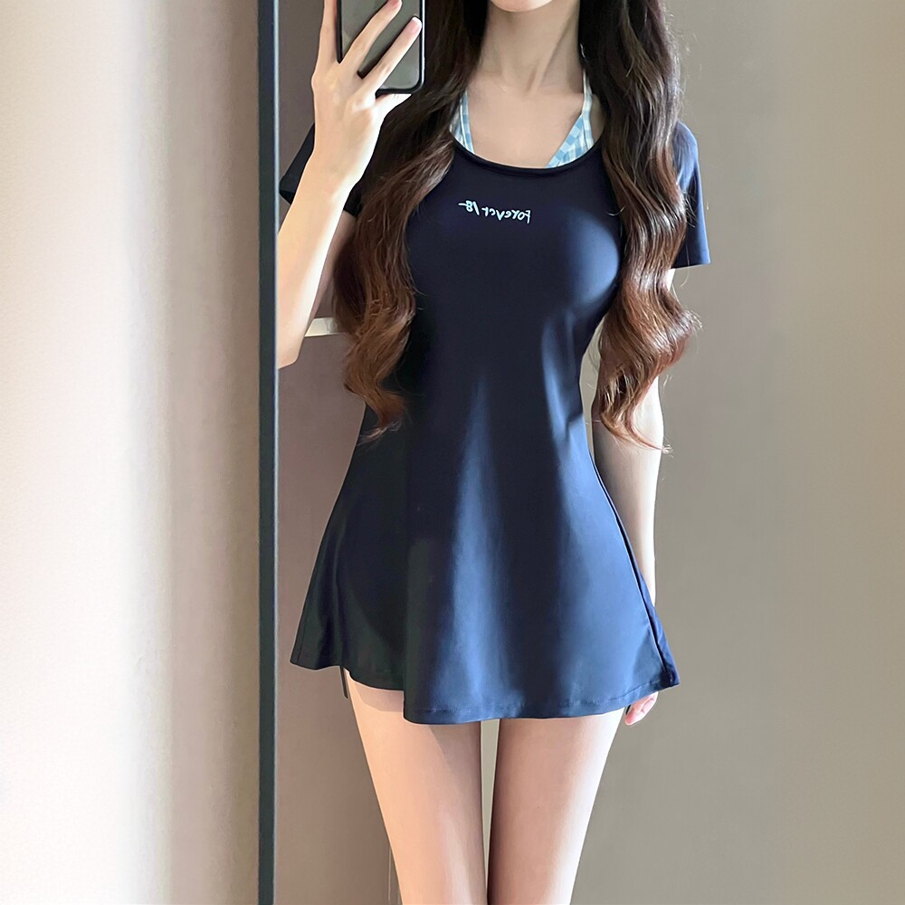 学生日系保守分体泳衣女