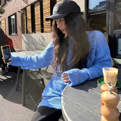 IN.CHOOSE U小众设计立体感排列纱线针织上衣毛衣含5%羊毛 85691