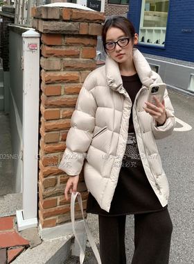 LOUISA.S冬季羽绒韩版轻盈软糯立领白鸭绒羽绒服+包包女28212