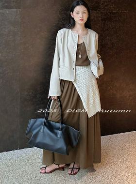 DIGM    2025秋季上新韩版时尚简约百搭复古短款皮衣短外套A09096