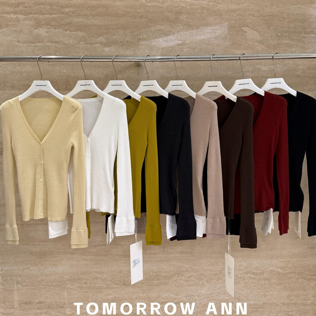 TOMORROW ANN 早秋v领羊毛打底简约百搭针织衫（含6%羊毛）11876