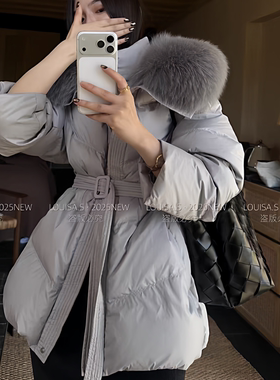 LOUISA.S2025 韩版羽绒服含90鸭绒真狐狸毛领28223