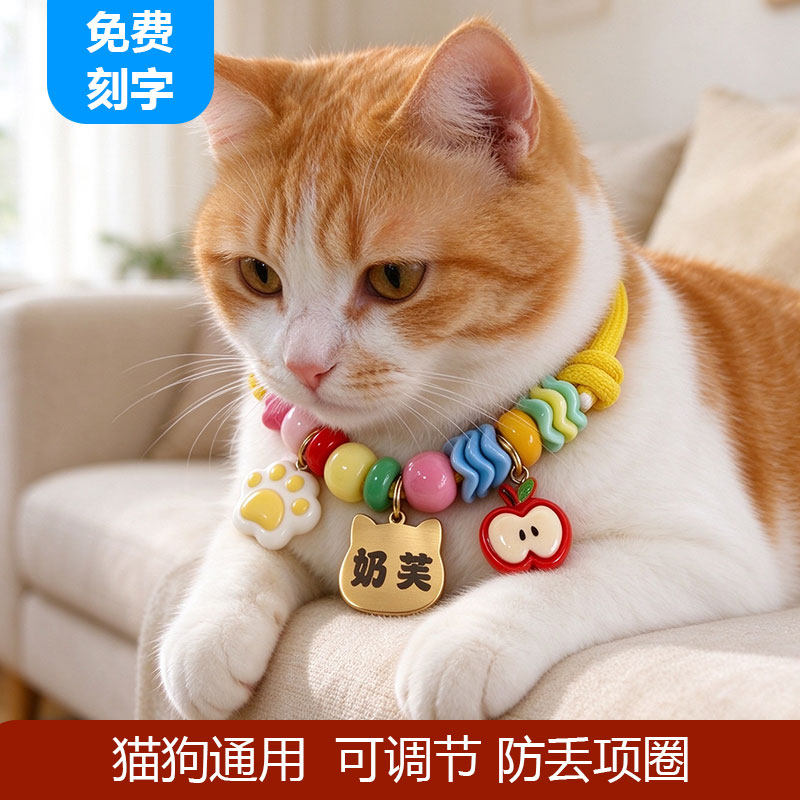 猫咪项圈狗牌定制防丢项圈小型犬可调节挂牌名牌刻字项链猫咪牌子
