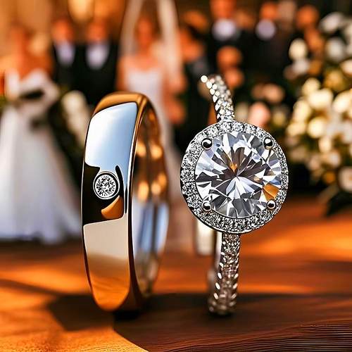 结婚仿真对戒活口一对可调节钻戒