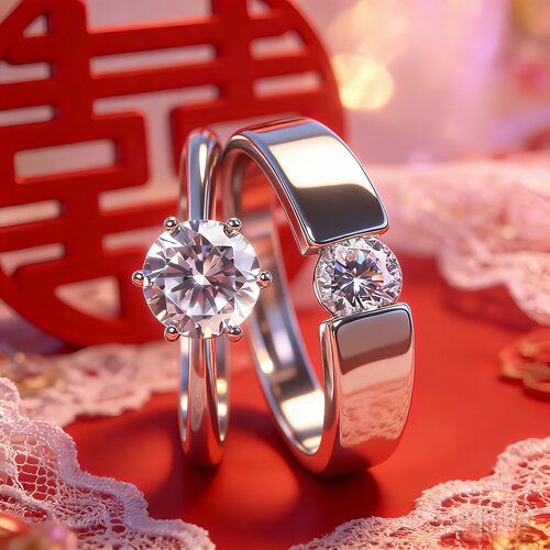 ring六爪克拉求婚仿真对戒