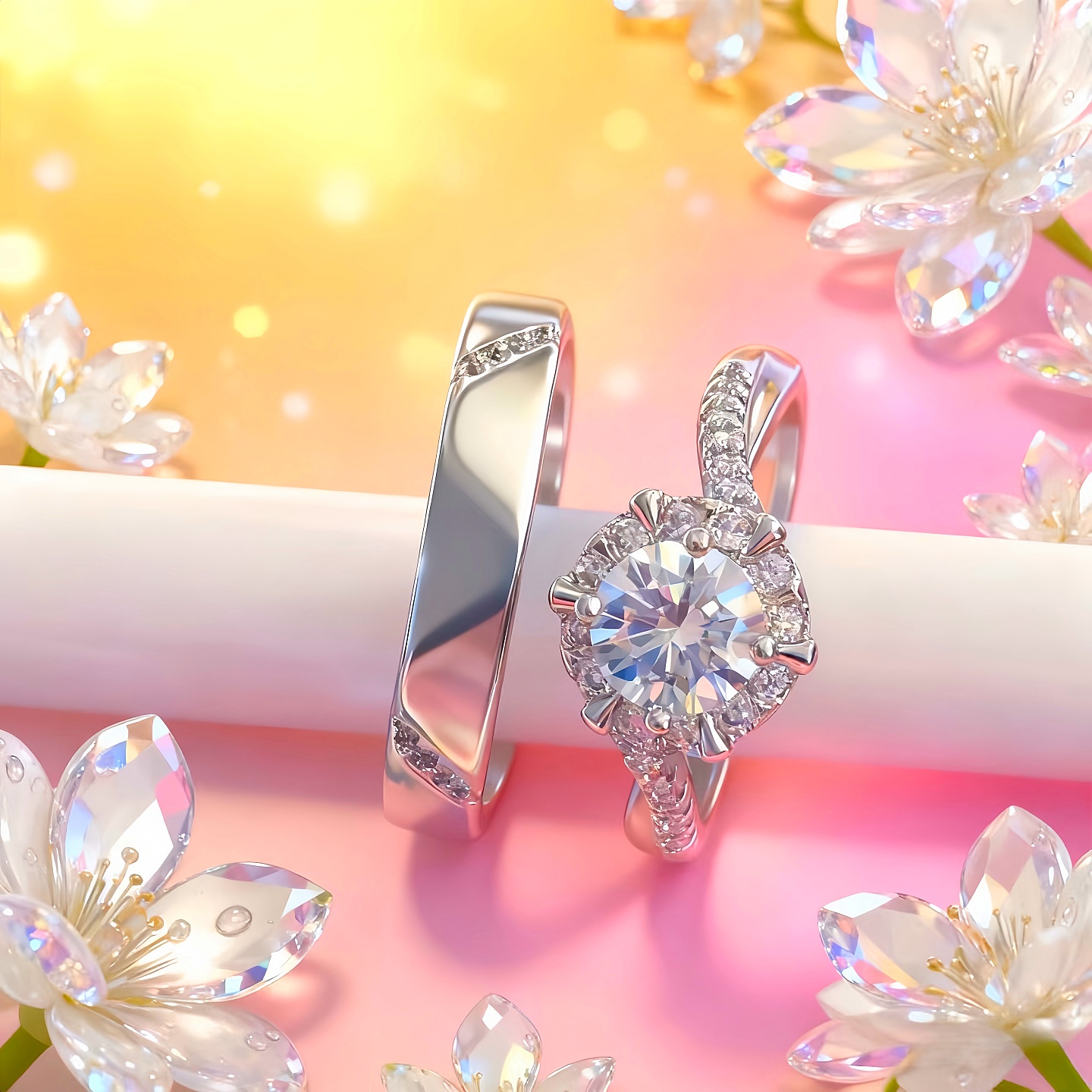 结婚礼物仿真婚戒对戒情侣钻戒女