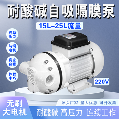 电动隔膜泵220V小型耐酸碱防腐蚀塑料循环泵次氯酸加药机抽液水泵