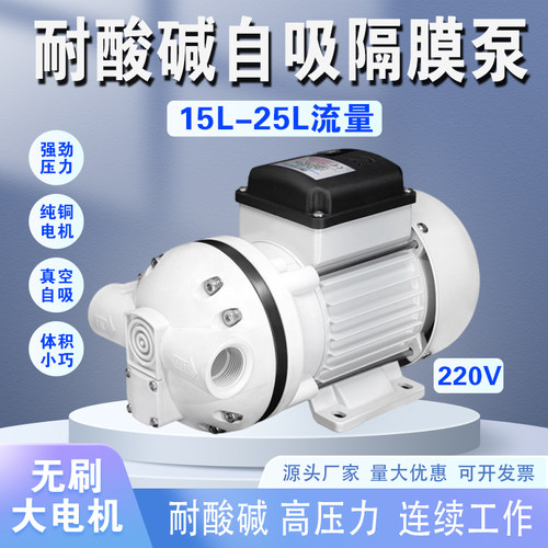 电动隔膜泵220V小型耐酸碱防腐蚀塑料循环泵次氯酸加药机抽液水泵