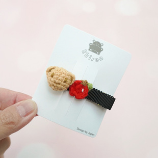 日本familiar同款手工钩织小熊头小苹果立体发夹刘海夹发饰