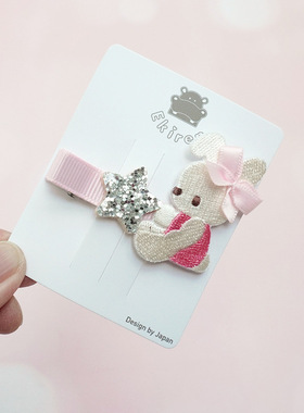 日本familiar风格可爱卡通刺绣小兔子蝴蝶结发夹边夹刘海夹发饰